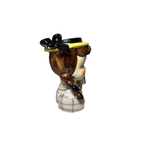 Vintage Napco pigtail umbrella girl ceramic vase - Picture 10 of 13